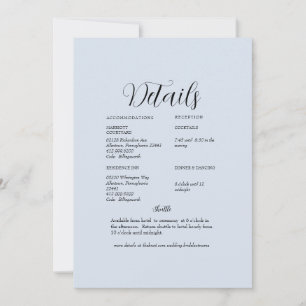 Convites Detalhe de Casamento em Azul Empoeirado