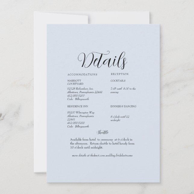 Convites Detalhe de Casamento em Azul Empoeirado (Frente)