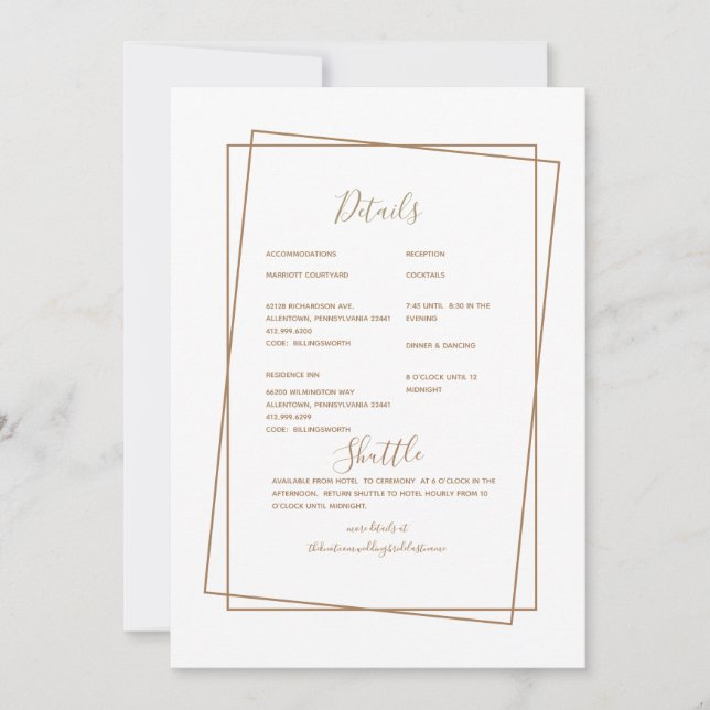 Convites Detalhe de Casamento Formal em Texto Dourado (Frente)