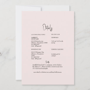 Convites Detalhe de Costas de Casamento Floral Bege Claro