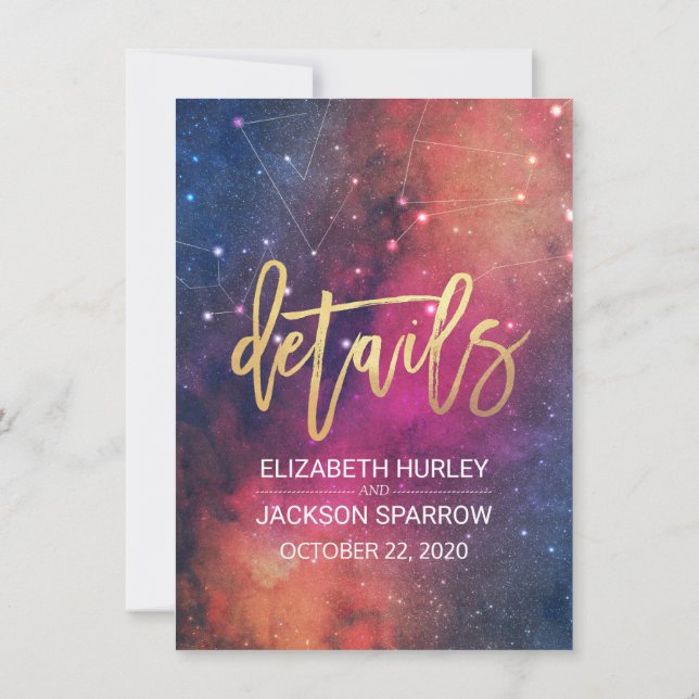 Convites Detalhe do Casamento Estrela Magnífica Nebulosa Co (Verso)