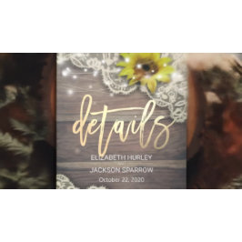 Convites Detalhe do Casamento Lace Madeira de girassol e lu