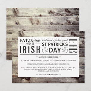 Convites Detalhe do Dia de São Patrício de madeira irland