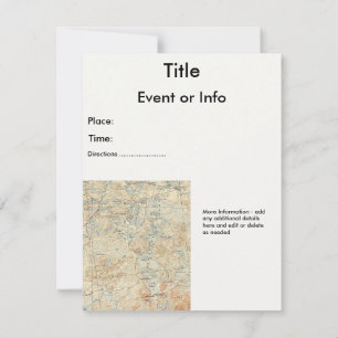 Convites Detalhe do Lago Saranac Superior do Mapa Topográfi