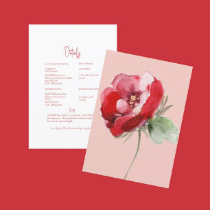 Convites Detalhe Floral Vermelho e Rosado de Casamento