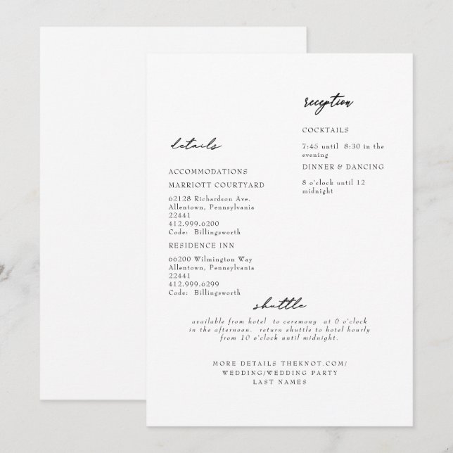 Convites Detalhe Simples de Casamento Branco Moderno (Frente/Verso)
