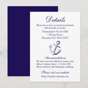 Convites Detalhes Azul Marinho Âncora Casamento Náutico Mar