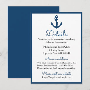 Convites Detalhes Azul-Marinho Âncora Casamento Náutico Mar