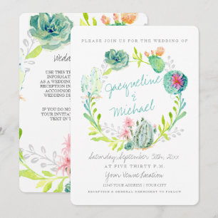 Convites Detalhes da Aquarela Sucultiva do Deserto Cactus F