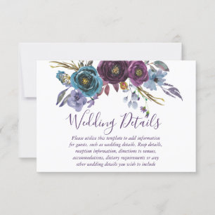 Convites Detalhes da Recepção de Casamento com Aquarela Flo