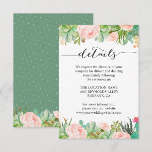 Convites Detalhes da Recepção de Casamento com Cactus Sucul