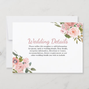 Convites Detalhes da Recepção de Casamento com Flores Rosad