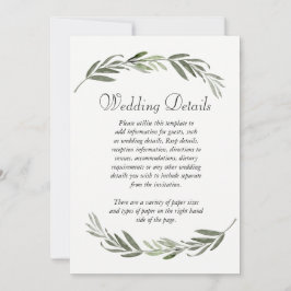 Convites Detalhes da Recepção de Casamento com Folha Verde 