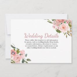 Convites Detalhes da Recepção de casamento das Flores de Bl