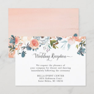 Convites Detalhes da Recepção de Casamento Floral em Aquare