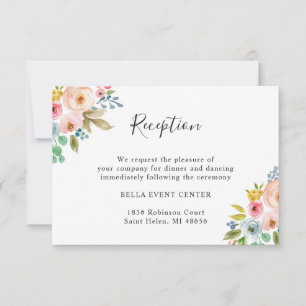 Convites Detalhes da Recepção de Casamento Floral em Aquare