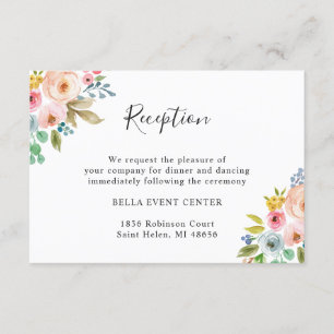 Convites Detalhes da Recepção de Casamento Floral em Aquare