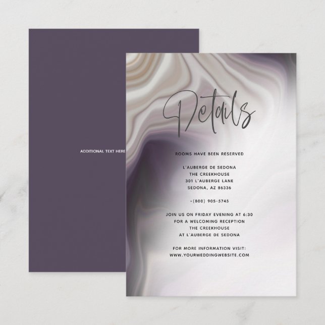 Convites Detalhes de Ágata Ameixa Empoeirada  (Frente/Verso)