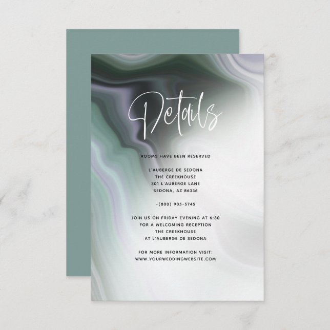 Convites Detalhes de Ágata Verde Jade Sujo Violeta (Frente/Verso)