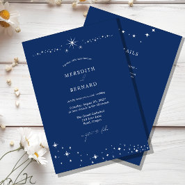Convites Detalhes de casamento azul elegante celestial simp
