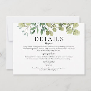 Convites Detalhes de Casamento com Vegetação em Aquarela El