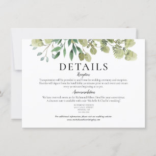 Convites Detalhes de Casamento com Vegetação em Aquarela El