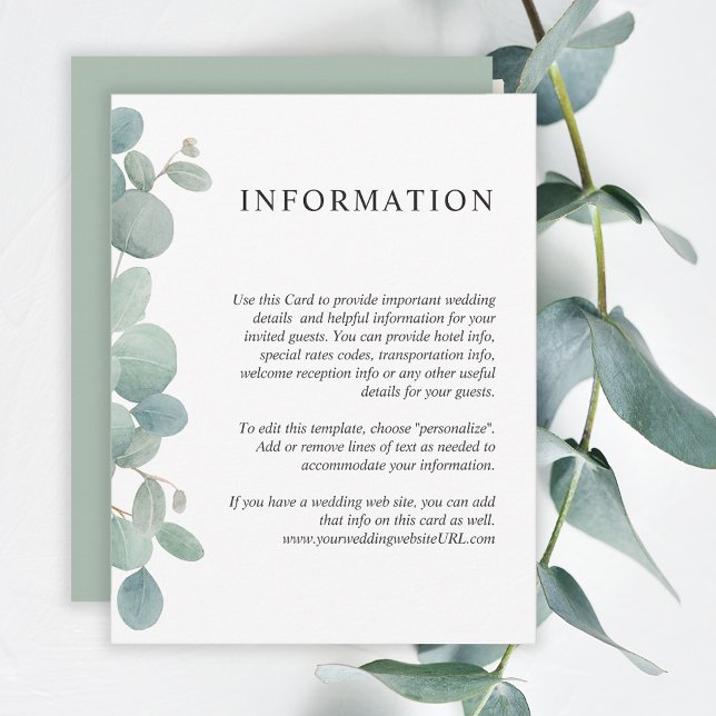 Convites Detalhes de Casamento com Verde de Eucalipto em Aq (Criador carregado)