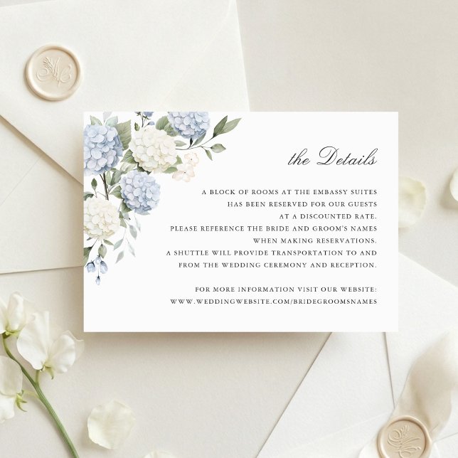 Convites Detalhes de Casamento com Verde e Hortênsia Azul F (Criador carregado)