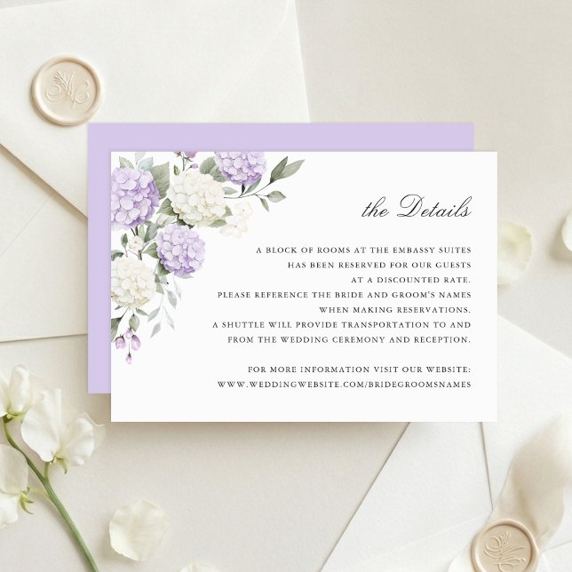 Convites Detalhes de Casamento com Verde e Hortênsia Roxa (Criador carregado)