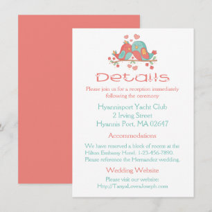 Convites Detalhes de Casamento Cor-de-Rosa Pombinhos Azul V