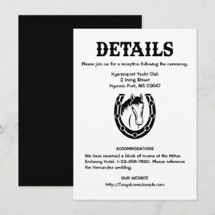 Convites Detalhes de Casamento Country Cavalo Preto Rústico