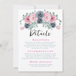Convites Detalhes de Casamento de Arch Pink e Blue Blooms