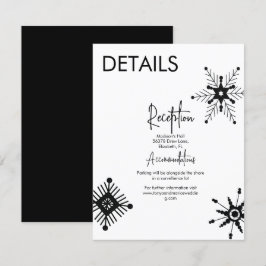 Convites Detalhes de Casamento de Floco de Neve Preto Moder