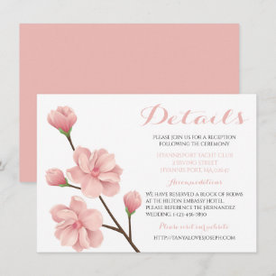 Convites Detalhes de casamento de flores de cerejeira rosa