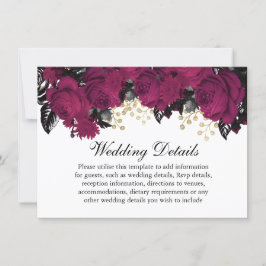 Convites Detalhes de Casamento de Flores de Marsala Dourado