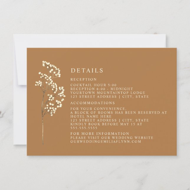 Convites Detalhes de Casamento de Gypsophila Botânica Solid (Frente)