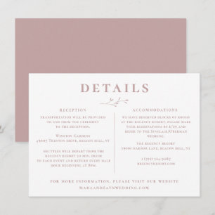Convites Detalhes de Casamento de Mauve Rosa da Ramificação