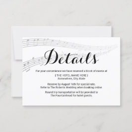Convites Detalhes de Casamento de Música Elegante Acomodaçõ