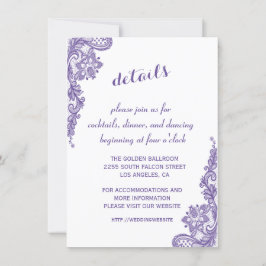 Convites Detalhes de Casamento de Noite em Renda Violeta Ul
