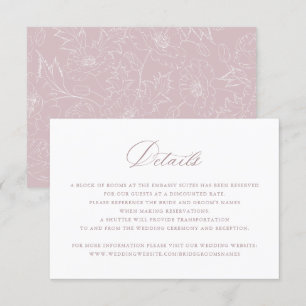 Convites Detalhes de Casamento de Script de Blush Mauve Ele