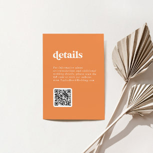 Convites Detalhes de Casamento do Código QR Branco Laranja 