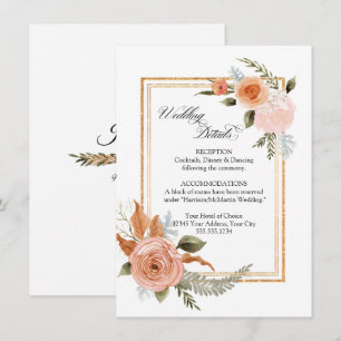 Convites Detalhes de Casamento Dourado do Buquê Rosa Floral
