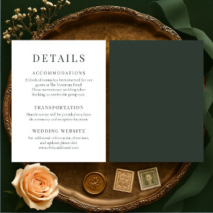 Convites Detalhes de Casamento Elegante Verde Floresta Somb