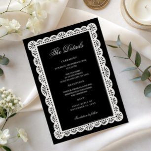 Convites Detalhes de casamento Elegantes Preto Branco Old M