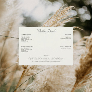 Convites Detalhes de Casamento em Creme Moderno Texto Preto