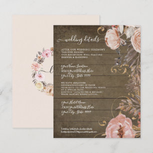 Convites Detalhes de Casamento em Madeira Rústica com Rosa 