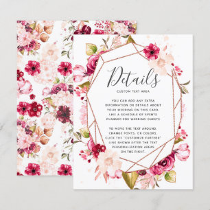 Convites Detalhes de Casamento em Terrário Geométrico Rosa 