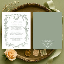 Convites Detalhes de Casamento em Verde Sage Vitoriano Fran