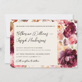 Convites Detalhes de Casamento Escrita Cursiva Burgundy Jar