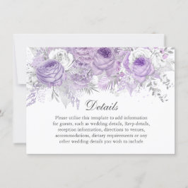Convites Detalhes de Casamento Flor de Prata Roxa Lavanda